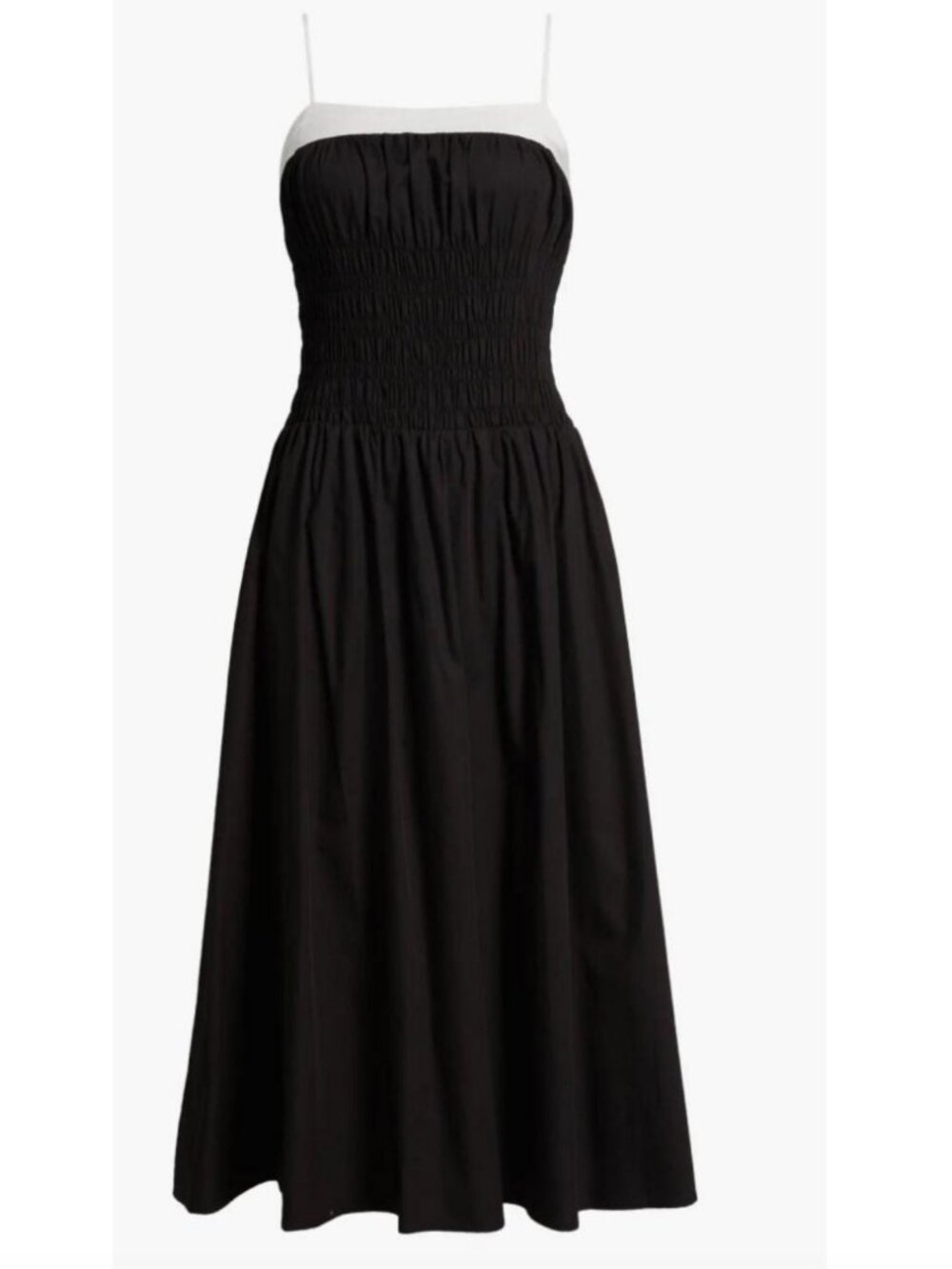 Moon River Smocked Midi Dress Black White Sz. M NWT